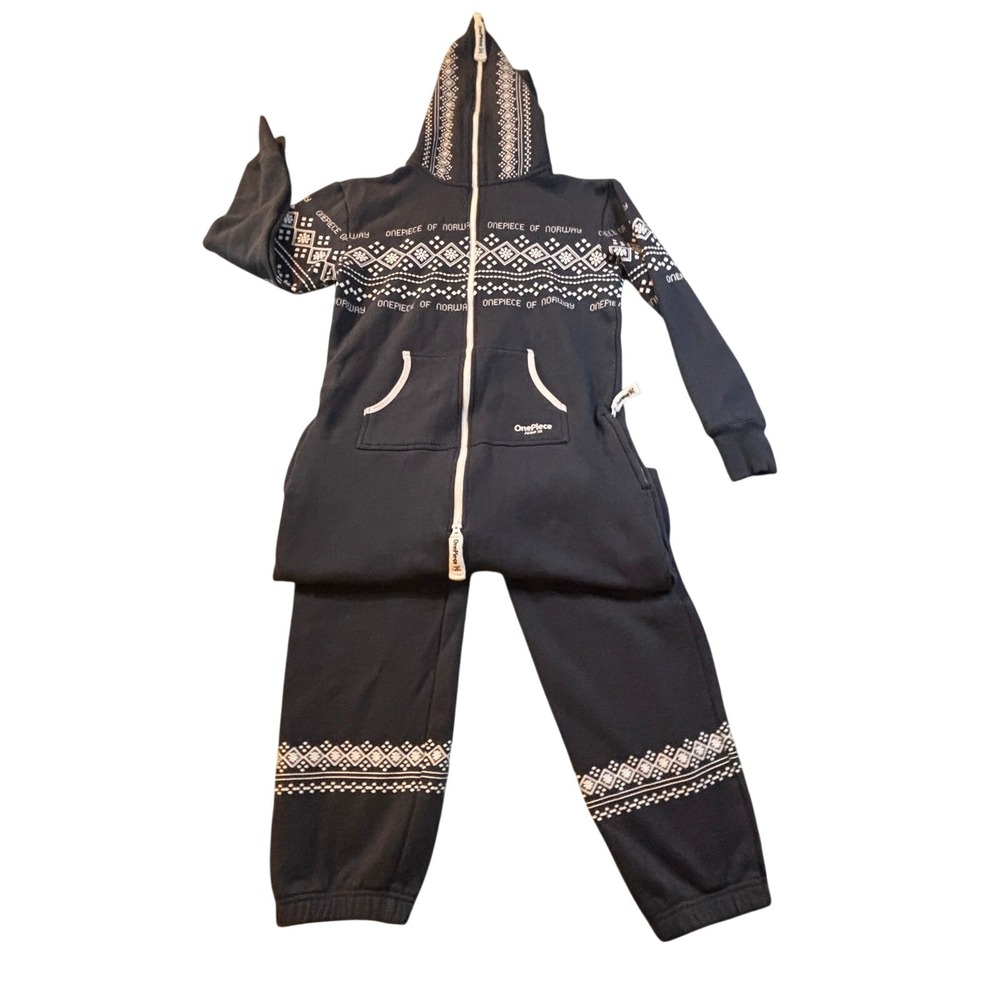 OnePiece of Norway Marius Jumpsuit Mens M Navy Blue Nordic Fair Isle Romper
